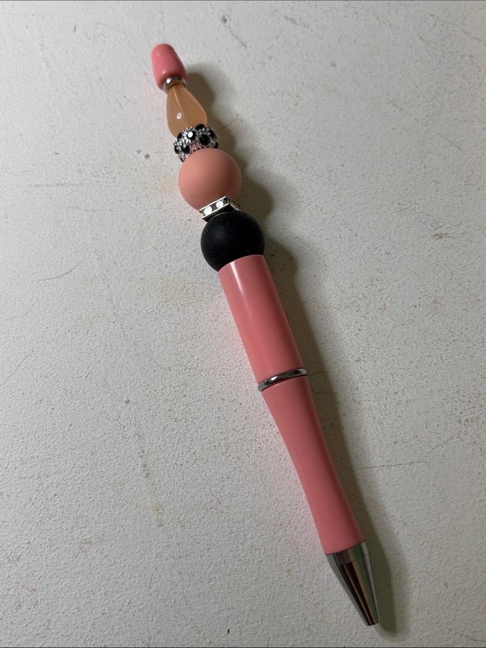 Peach Beaded Ballpoint Pen – Stylish Women’s Accessory